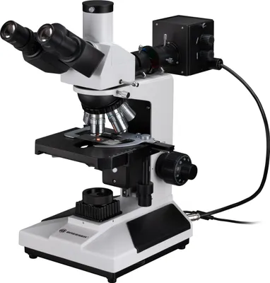Produktbild von Bresser Mikroskop trinokular mit Durch- und Auflicht, planachromatische Objektive, 50x-600x Vergrößerung, Abbe-Kondensor, Fototubus, für Labor und Lehre