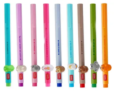 Produktbild von LEGAMI – Gelstift – Lovely Friends, dekoratives Tier, abnehmbar und neu kombinierbar, verhindert Rollen, feine 0,5 mm-Spitze, 9er Set verschiedene Tintenfarben