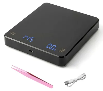 Kaffeewaage 0,1 g, Mini USB-C, Timer, Tara, LCD, 3000 g, schwarz