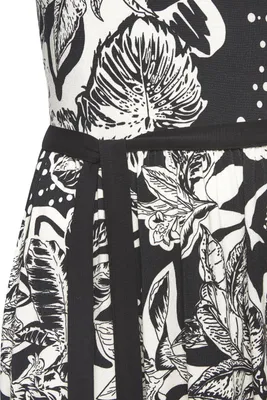 Produktbild von VIVANCE Jerseykleid mit Bindeband und Blätterdruck schwarz-creme bedruckt Größe 42