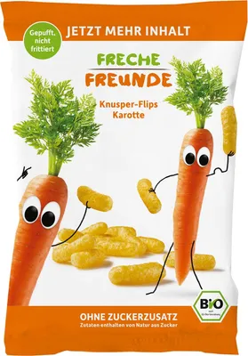 CHRUPKI KUKURYDZIANO - MARCHEWKOWE BEZ DODATKU CUKRÓW OD 1 ROKU BIO 30 g - FRECHE FREUNDE
