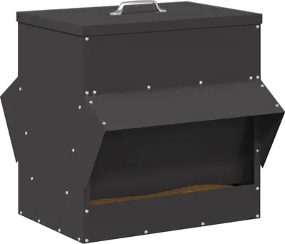 Zdjęcie produktu dla vidaXL Karmnik dla kurczaka czarny 40,5 x 45 x 41 cm Stal walcowana na zimno