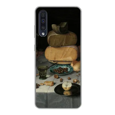 Produktbild von MuchoWow® Handyhülle Schutzhülle Hülle für Samsung Galaxy A30s Stilleben mit Käse - Gemälde von Floris Claesz. van Dijck Silikon Softcase Handy Hülle - Karteninhaber