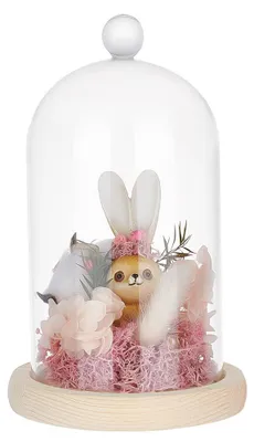 Image de Cloche en verre avec base en liège - Coupole en verre décorative pour conserver des plantes et des fleurs - Transparente - Ø 10 cm x 15 cm