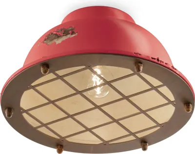 Produktbild von Deckenlampe Keramik E27 rund D: 35 cm Rot Shabby Antik Rostbraun Vintage Design Keramiklampe