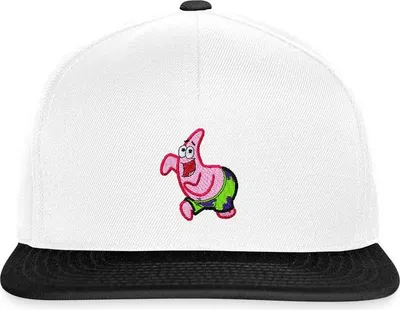 Produktbild von Spreadshirt SpongeBob Schwammkopf Patrick Star Stick-Motiv Snapback Cap, One size, Weiß/Schwarz
