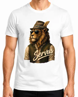 Immagine prodotto di Servus Löwe Bayern, costume tradizionale, occhiali da sole, camicia tradizionale, pantaloni in pelle da uomo, T-shirt, bianco, taglia S