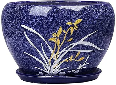 Immagine prodotto di Vaso in Vetroceramica rotondo, grande, con foro di drenaggio e sottovaso