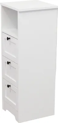 Immagine prodotto di Milani Home - comodino mobiletto bianco 82 x 30 x 30 cm, 3 cassetti e vano, legno