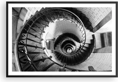 Produktbild von Gerahmtes Poster - Schwarzer Rahmen - Treppe Spirale Perspektive - 91,5x61 cm - Wand Bild - Wanddeko - Wandbilder - Kunstposter - Wandposter - Bilderrahmen - Bilder - Kunstdruck - P2BAA91x61-4384