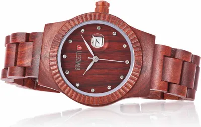 Produktbild von Bonizetti Damenuhr 3,7cm TAFELBERG Bambus-Armbanduhr Strasssteinchen Kastanienbraun Holzuhr, Holzarmband