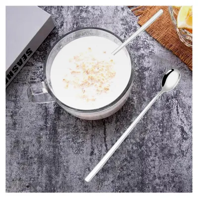 Produktbild von 2 Stück Latte Macchiato Löffel, Eislöffel lang, 23,5 cm Edelstahl Longdrinklöffel, lange Löffel aus Edelstahl - Rührlöffel für Cocktail, Kaffee, Tee, Milchshake, Eisbecher, Dessert.