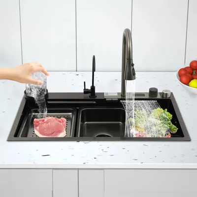 Obrázek produktu pro Dřez do kuchyně – jednodřez – 81 x 46 cm – litina – s baterií – 1 otvor – určený k montáži