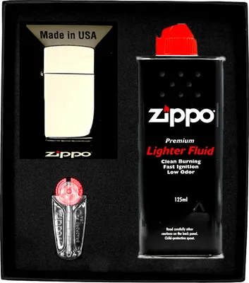 Zdjęcie produktu dla Zestaw Zippo Zapalniczka Chrome High Polish Chrome Slim Prezentowy No1