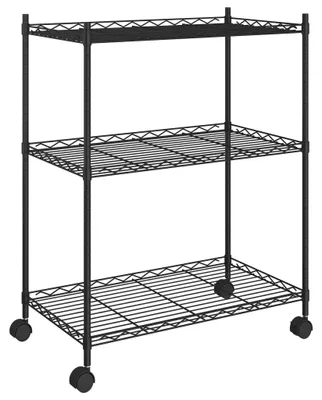 Obrázek produktu pro vidaXL Úložný regál se 3 policemi a kolečky 60x35x81 cm černý 150 kg