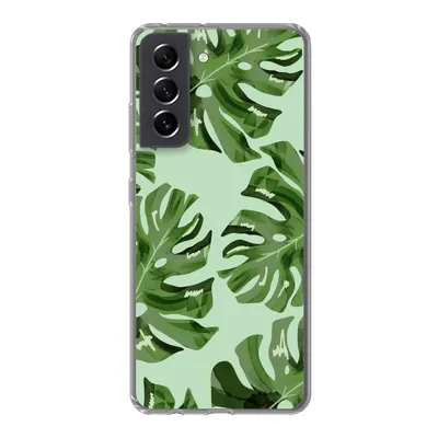 Produktbild von MuchoWow® Handyhülle Schutzhülle Hülle für Samsung Galaxy S21 FE Blätter - Tropisch - Pastell Silikon Softcase Handy Hülle - Mobiltelefonhülle