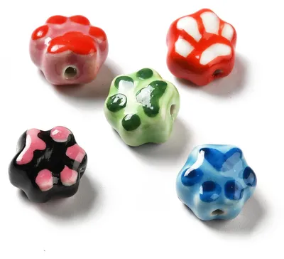 Immagine prodotto di 25 perline in porcellana a forma di impronta di zampa – perline artigianali fai-da-te per gli amanti degli animali