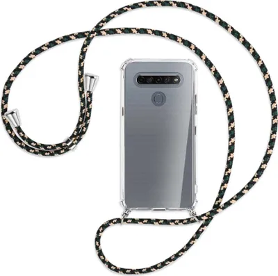 Produktbild von Handykette Backcover-Schutzhülle mit Band (Metall silberfarben) für LG K61 LM-Q630 - camouflage