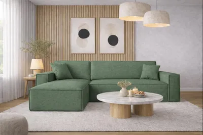 Produktbild von Kaiser Möbel Ecksofa mit schlaffunktion und bettkasten, Ecksofa L-Form, Eckcouch L-Form BEST stoff NEVE Links Grün
