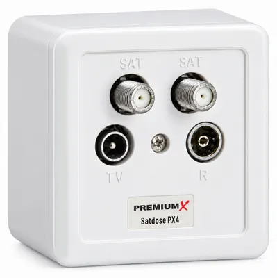 Produktbild von PremiumX PX4 Satdose 4-fach Enddose TWIN Antennendose CLASS A Sat Dose 2x Sat 1x Radio 1xTV | Aufputz + Unterputz