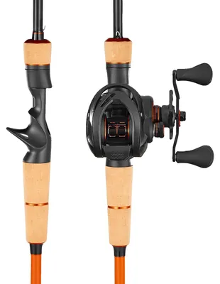 Produktbild von VEVOR Angelrute und Angelrolle (Baitcasting) im Set, 2 m Rute aus Kohlefaser (IM