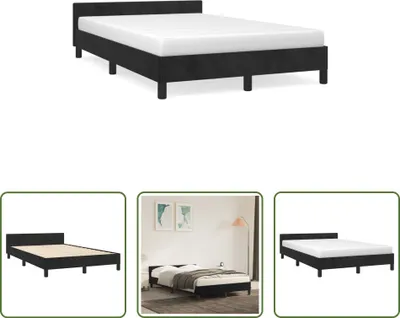 Produktbild von The Living Store Bettgestell mit Kopfteil Schwarz 120x190 cm Samt