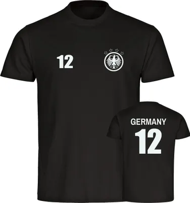 Produktbild von multifanshop Herren T-Shirt - Germany - Adler Retro Trikot 12, schwarz, Größe XL