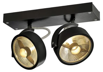 Produktbild von SLV KALU, Wand- und Deckenleuchte, QPAR111, zweiflammig, schwarz, max. 75W