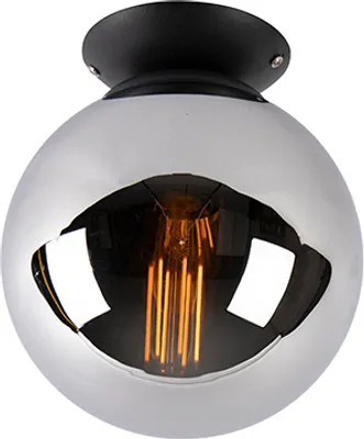 Zdjęcie produktu dla QAZQA – Art Deco Art Deco Lampa sufitowa czarna z dymnym lustrem – Pallon I Salon I Sypialnia – Szklana kula I Kulista – Pasuje do żarówek LED E27