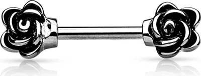Produktbild von Brustwarzen Piercing Nippelpiercing Brustpiercing Blumen Flowers Straight Barbell