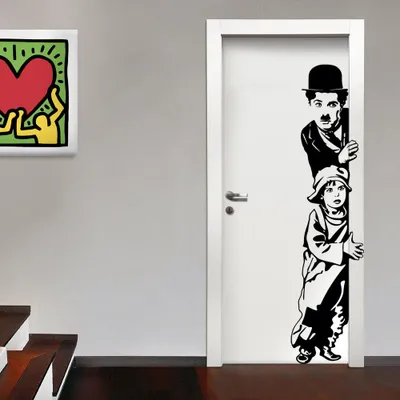 Produktbild von Charlie Chaplin - Wandaufkleber Wandsticker aus Vinyl 45x185 cm Schwarz