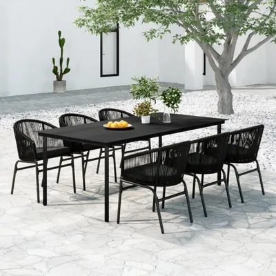 Produktbild von The Living Store 7-tlg. Garten-Essgruppe Schwarz