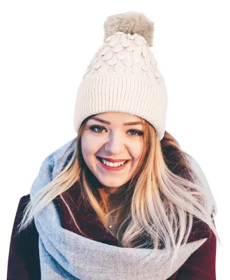 Produktbild von Omgoods - Beige Strickmütze mit Pompon für Damen