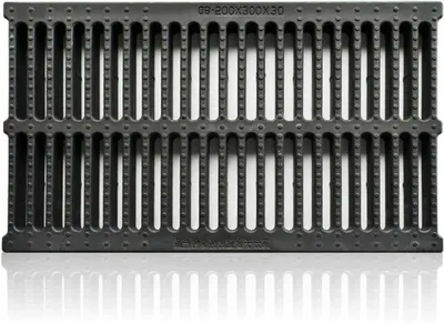 Productafbeelding van Afvoerrooster Rechthoek - Riool rooster deksel - Efficiënte drainage - Lichtgewicht composiethars - 50 x 25 x 2 cm - Zwart