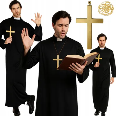 Produktbild von Hopki Priester Kostüm Halloween Sutane Robe Karneval M/L