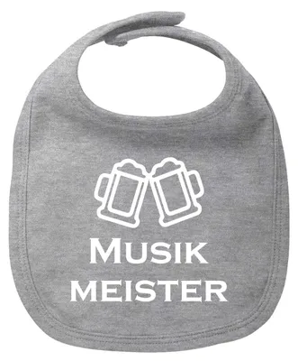 Produktbild von Huuraa Baby Lätzchen Musikmeister Spielmanszug Heather Grey Klettverschluss Baumwolle Latz Geschenkidee