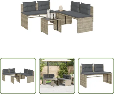 Produktbild von The Living Store 4-tlg. Garten-Sofagarnitur mit Kissen Hellgrau Poly Rattan