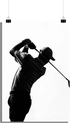 Produktbild von Golfer Poster - Silhouette Poster - Sport Poster - Schwarzweiß Poster - 61x91cm - Perfekt zum Einrahmen