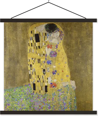Produktbild von MuchoWow® Textilposter Der Kuss - Gustav Klimt 40x40 cm mit schwarzem Rahmen - Fotos
