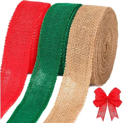 Immagine prodotto di Nastro di juta, 4 cm di larghezza, rotolo da 30 metri, disponibile nei colori rosso, verde e marrone, ideale per decorazioni fai-da-te e progetti creativi