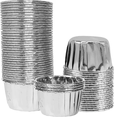 Imagen del producto de Moldes de aluminio para cupcakes, 50 unidades, color plateado, para la cocina