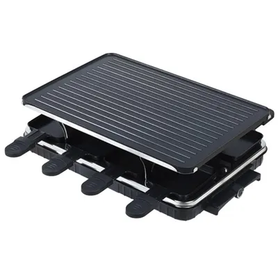 Produktbild von Elektrischer Raclette-Grill & Koreanischer BBQ-Grill, 8 antihaftbeschichtete Käseplatten, 1300 W mit Temperaturregelung, für Familienfeiern