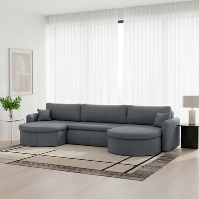 Produktbild von Wohnlandschaft Sofa mit Schlaffunktion FELIZ Stoff Poso Grau
