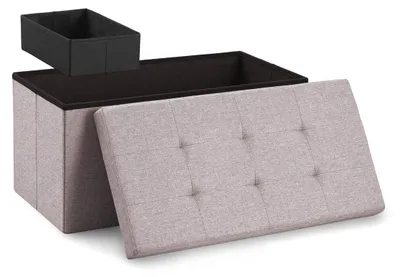 Produktbild von Blumtal Sitzbank mit Stauraum + extra Box - Truhenbank mit Stauraum 76x38x38 cm - Sitztruhe mit Stauraum - Hellgrau