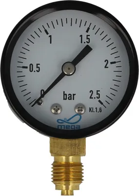 Produktbild von MEGA Druckmanometer 0 - 2,5 bar - 1/4 Zoll Anschluss nach unten Radial Ø 50 mm