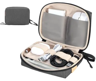 Productafbeelding van Compacte Kabel Organizer Tas voor Laptopaccessoires, Grijs