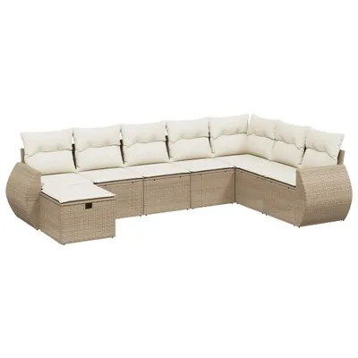 Zdjęcie produktu dla vidaXL 8-częściowa sofa ogrodowa z poduszkami Beżowy polirattan
