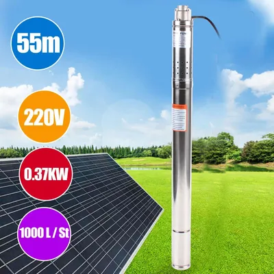 Produktbild von Tiefbrunnenpumpe, Tauchpumpe 2”, 370 W 220 V EU‑Stecker, sandverträglich für Gartenbewässerung