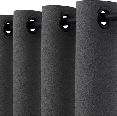 Produktbild von Heimtexland Filz Thermovorhang blickdicht abdunkelnd isolierend HxB 245x135 cm Kälteschutz Sonnenschutz Gardine Energiesparend Schalldämpfung Deko Vorhang Woll-Charakter Typ921 Anthrazit-Schwarz Ösen