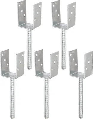 Zdjęcie produktu dla Alberts 215040 Wspornik słupka U z kotwą do betonu ze stali falistej, ocynkowany ogniowo, szerokość w świetle 81 mm, długość kotwy do betonu 200 mm, zestaw 5 szt